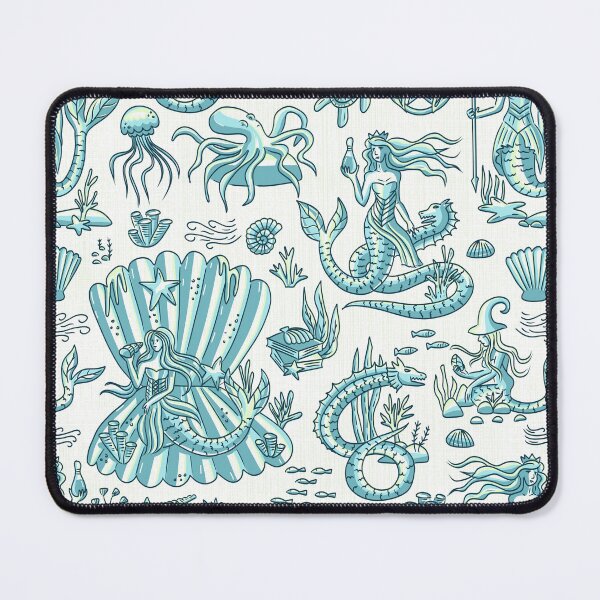 Item preview, Sea Witchery Toile de Jouy turquoise blue designed and sold by pholiumsigma_design.