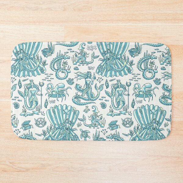 Item preview, Sea Witchery Toile de Jouy turquoise blue designed and sold by pholiumsigma_design.