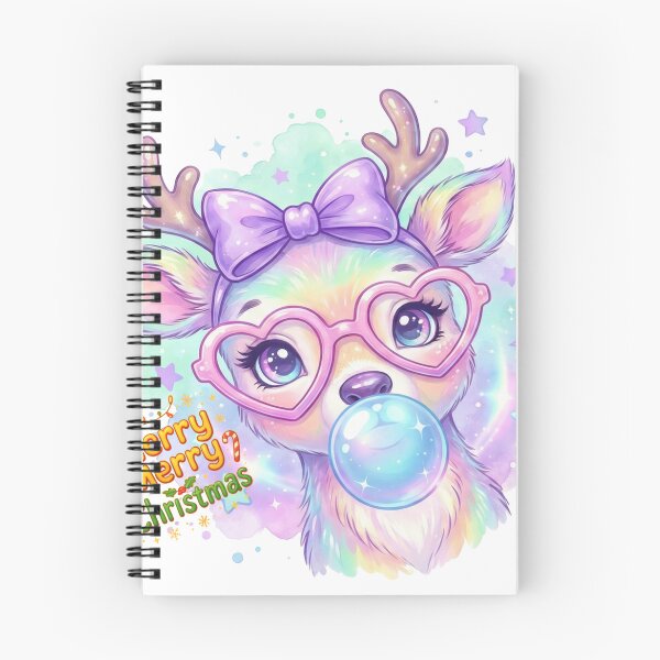 Item preview, Cute Pastel Reindeer with Heart Glasses & Bubblegum – Kawaii Christmas designed and sold by shikuldo7.