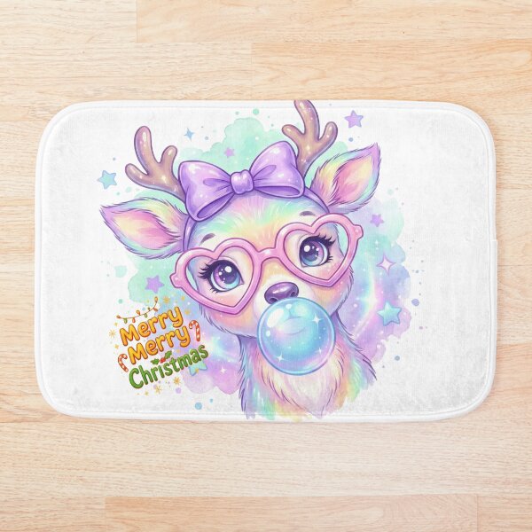 Item preview, Cute Pastel Reindeer with Heart Glasses & Bubblegum – Kawaii Christmas designed and sold by shikuldo7.