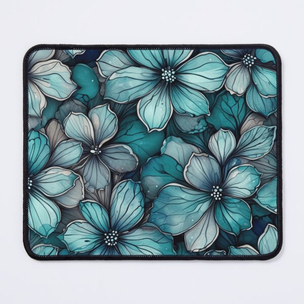 Item preview, Teal & Indigo Ink Florals - Hand-Painted Smoky Bloom Art designed and sold by JaneMcCarthyStudio.