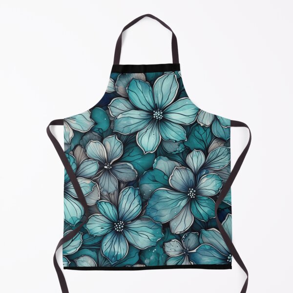 Item preview, Teal & Indigo Ink Florals - Hand-Painted Smoky Bloom Art designed and sold by JaneMcCarthyDNA.