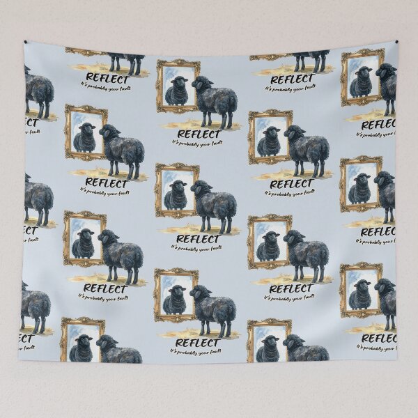 Item preview, Black sheep looks at its reflection, reflect - it's probably your fault designed and sold by LiskoDesign.