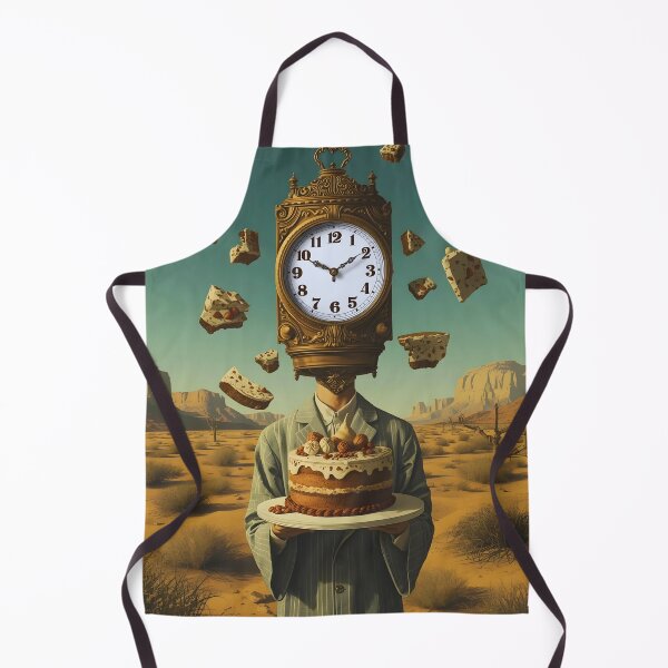 Item preview, Surrealistic Birthday Art – Figure with Clock Face Holding Cake designed and sold by StrawberryStudio.
