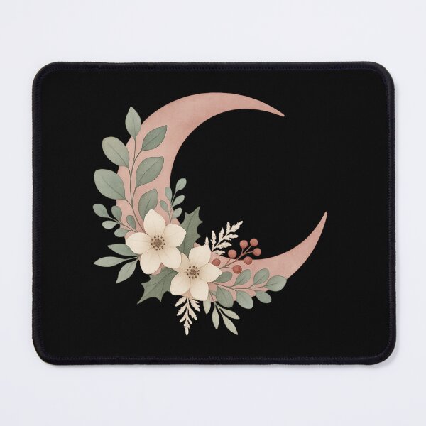 Item preview, Boho Winter Moon Floral Crescent - Christmas Celestial Art designed and sold by PunchDrop.