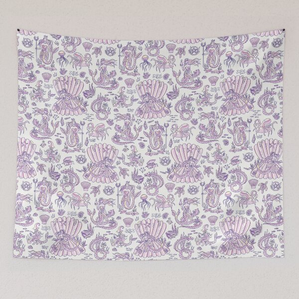 Item preview, Sea Witchery Toile de Jouy pink and butter yellow designed and sold by pholiumsigma_design.