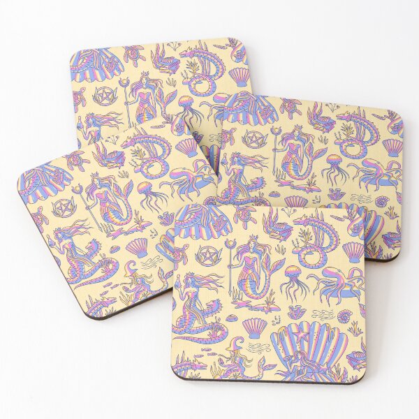 Item preview, Sea Witchery Toile de Jouy neon pink and yellow designed and sold by pholiumsigma_design.