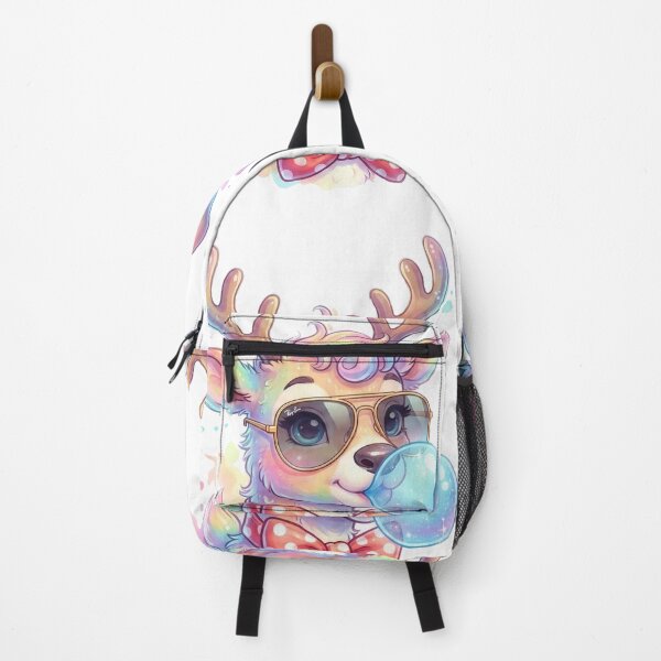 Item preview, Cute Pastel Reindeer with rayband Glasses & Bubblegum – Kawaii Christmas Deer Art designed and sold by shikuldo7.