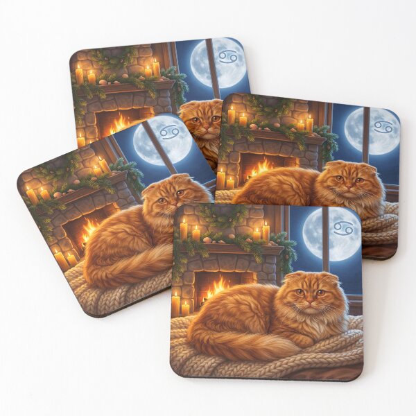 Item preview, Simba the Cancer – Ginger Scottish Fold Cat by the Christmas Fireplace designed and sold by Paw & Whimsy.