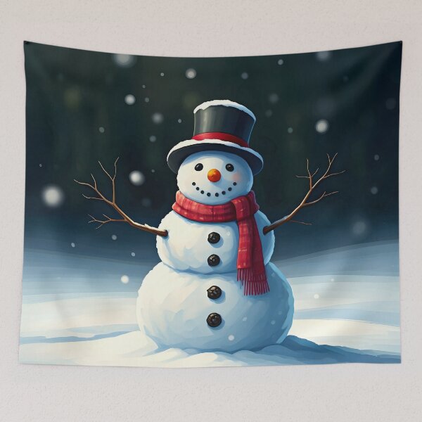 Item preview, Cheerful Winter Snowman designed and sold by PawPrintedArt.