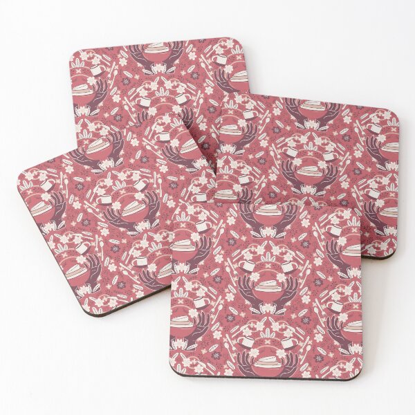 Item preview, Kitchen Magic Hands cups and flowers deep red designed and sold by pholiumsigma_design.