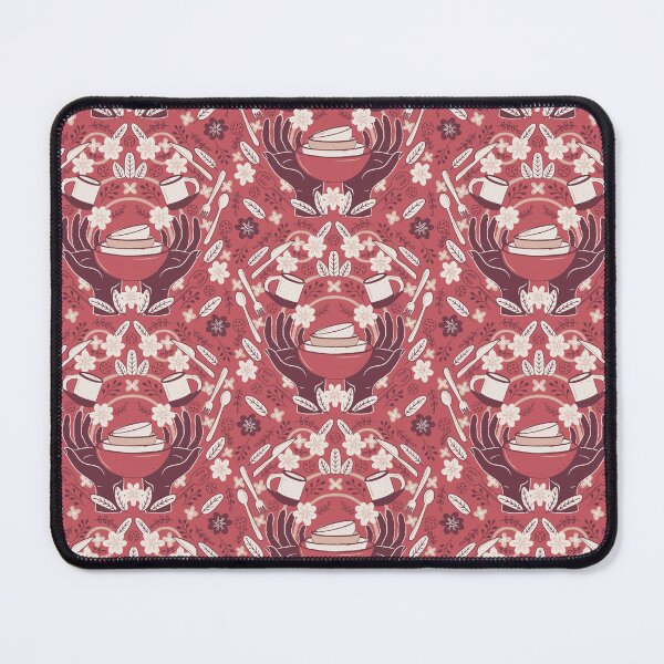 Item preview, Kitchen Magic Hands cups and flowers deep red designed and sold by pholiumsigma_design.