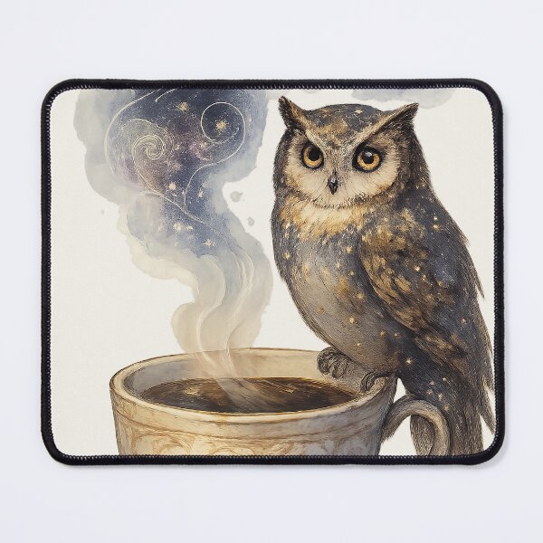 Item preview, Celestial Owl & Cosmic Coffee – Dreamy Watercolor Illustration designed and sold by TrendznHitz.