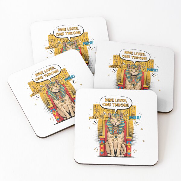 Item preview, Egyptian Pharaoh Cat Comic Art Nine Lives Throne designed and sold by SholoStudio.