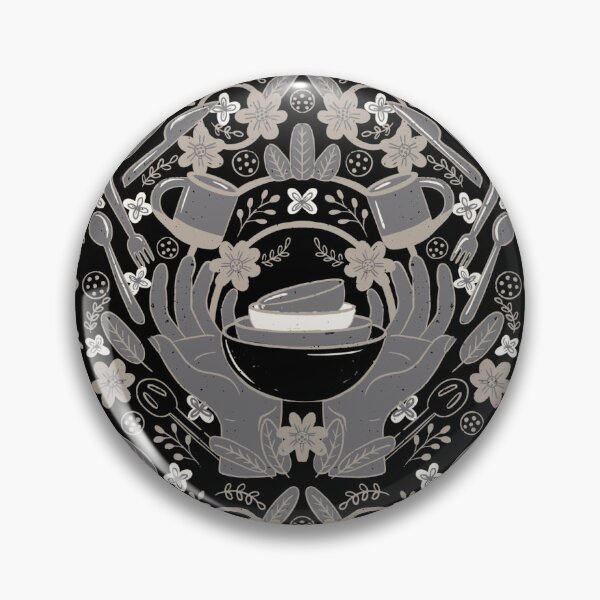Item preview, Kitchen Magic Hands cups and flowers dark grey black designed and sold by pholiumsigma_design.