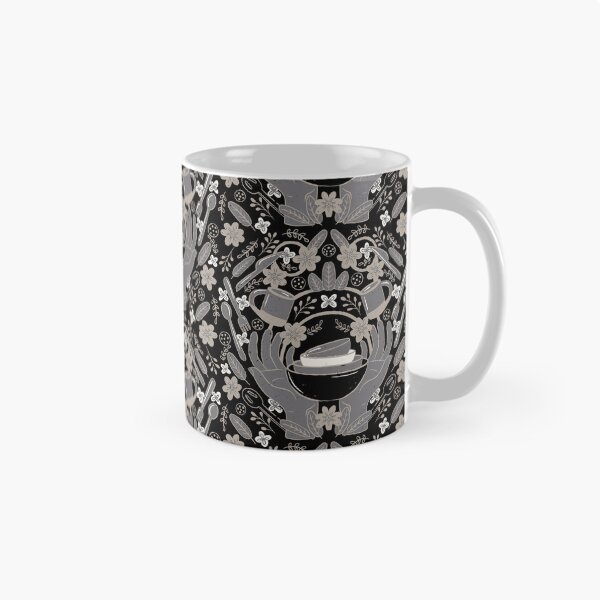 Item preview, Kitchen Magic Hands cups and flowers dark grey black designed and sold by pholiumsigma_design.