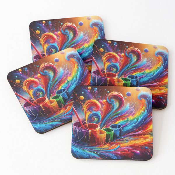 Item preview, Dynamic composition with colorful splashes of paint designed and sold by BenCoStyle.