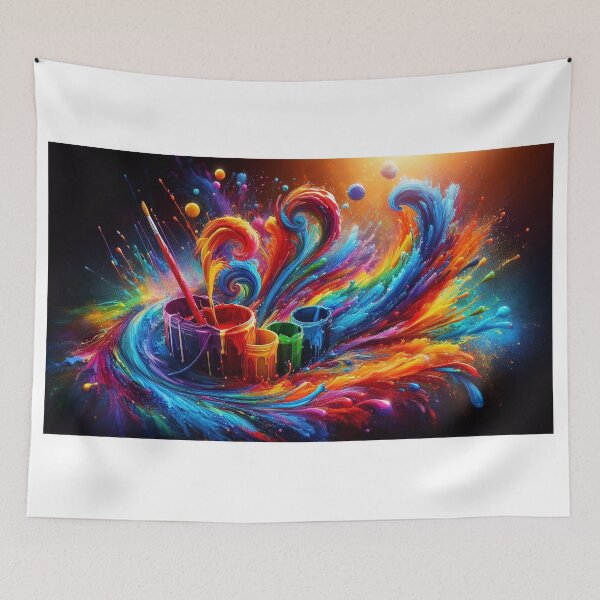 Item preview, Dynamic composition with colorful splashes of paint designed and sold by BenCoStyle.