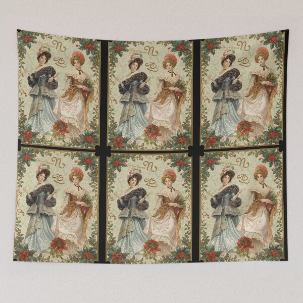 Item preview,  Victorian Christmas Ladies Capricorn Zodiac Vintage Holiday Art Print designed and sold by freackly.