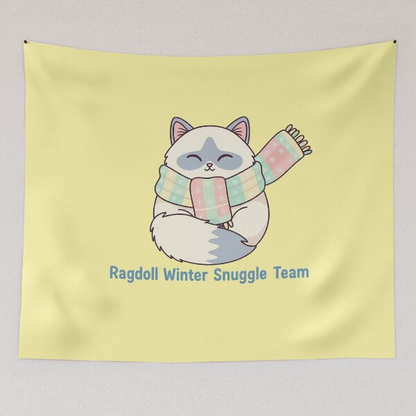 Item preview, Ragdoll Winter Snuggle Team Cute Chibi Cat, Pastel Winter Kitten Mascot Design designed and sold by Kukiishop.