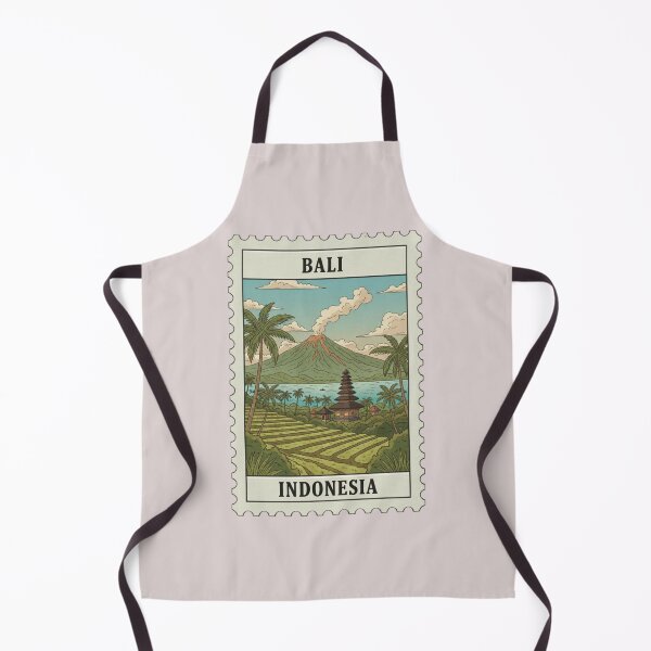 Item preview, Vintage bali indonesia volcano rice fields stamp designed and sold by allaboutstamps.