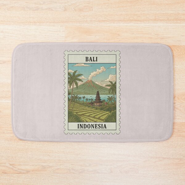 Item preview, Vintage bali indonesia volcano rice fields stamp designed and sold by allaboutstamps.