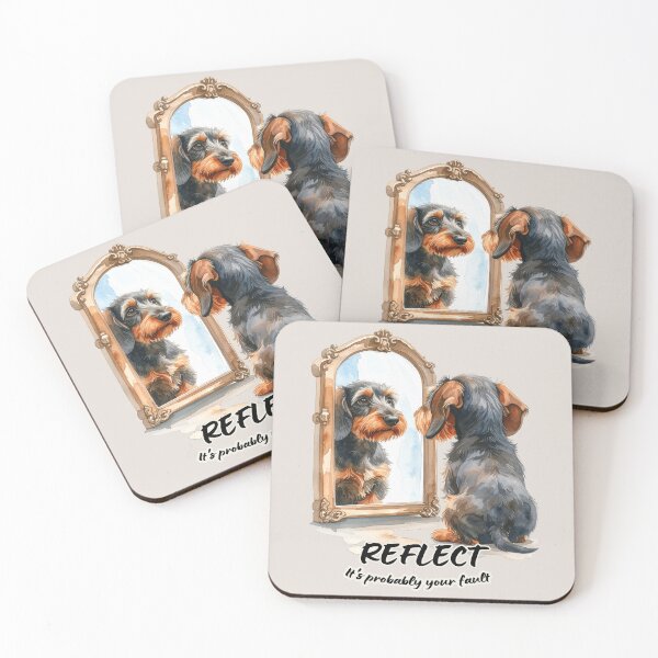 Item preview, Wirehaired dachshund dog looking at its reflection - it's probably your fault designed and sold by LiskoDesign.