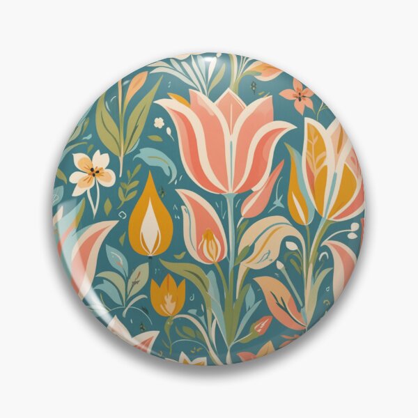 Item preview, Folk Spring Blossoms - Pastel Tulips & Floral Motif Art designed and sold by JaneMcCarthyDNA.