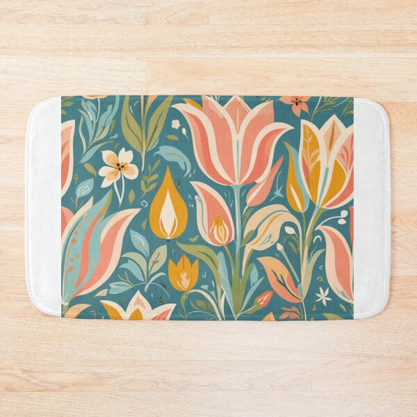 Item preview, Folk Spring Blossoms - Pastel Tulips & Floral Motif Art designed and sold by JaneMcCarthyDNA.