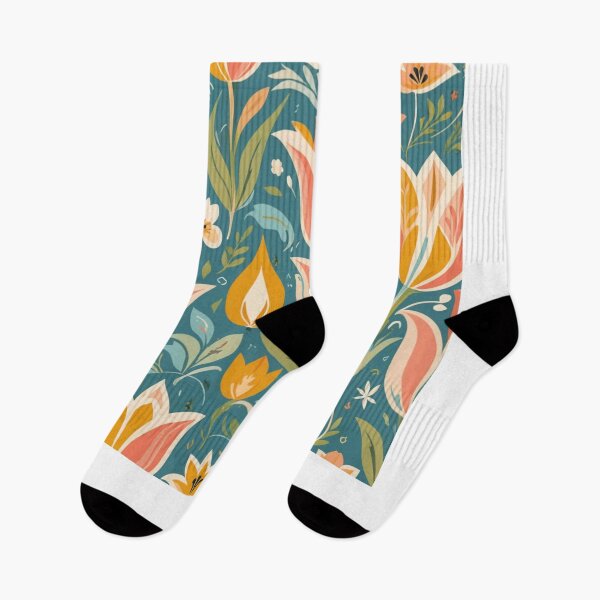 Item preview, Folk Spring Blossoms - Pastel Tulips & Floral Motif Art designed and sold by JaneMcCarthyDNA.
