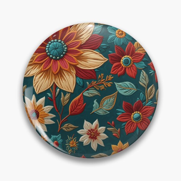 Item preview, Folk-Stitched Flowers - Embroidery-Inspired Floral Art designed and sold by JaneMcCarthyDNA.