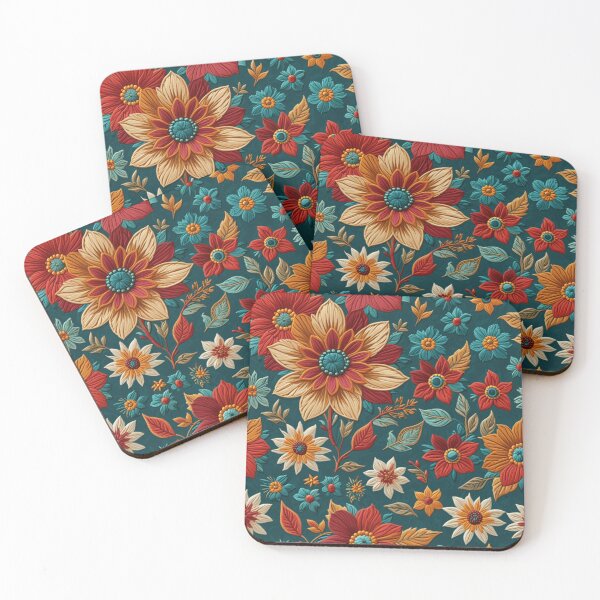 Item preview, Folk-Stitched Flowers - Embroidery-Inspired Floral Art designed and sold by JaneMcCarthyDNA.