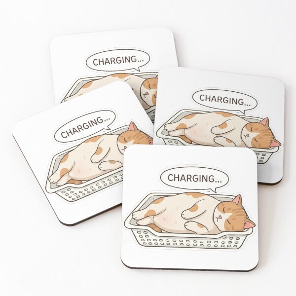 Item preview, Lazy Chubby Orange Cat Charging - Funny Mood Sticker designed and sold by TrioTabbyTale.