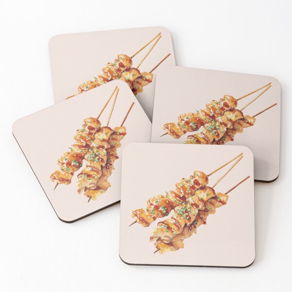 Item preview, Chicken Satay Skewers Drizzled with Peanut Sauce and Herbs designed and sold by Violet Peonies.