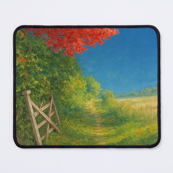 Item preview, Red Maple Pathway Watercolor Landscape, Bright Blue Sky Autumn Art designed and sold by BeaconMarketing.