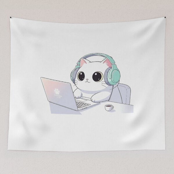 Item preview, Pastel Tech Kitty Vibes | Cute Digital Cat Art designed and sold by CraftoriaRealm.