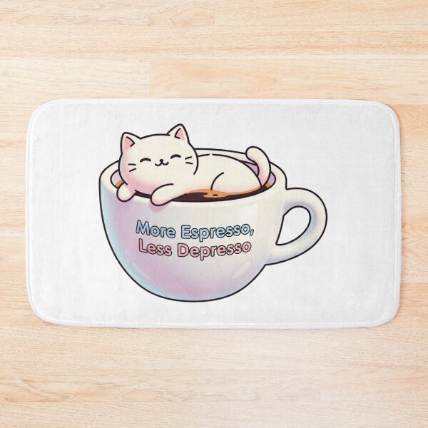 Item preview, Cute Cat Coffee Pun – More Espresso Less Depresso designed and sold by CraftoriaRealm.