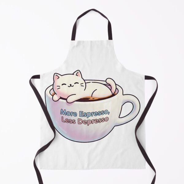 Item preview, Cute Cat Coffee Pun – More Espresso Less Depresso designed and sold by CraftoriaRealm.