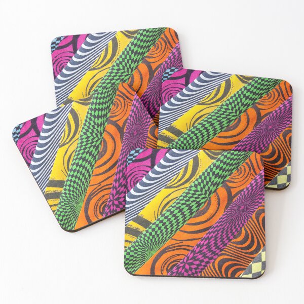 Item preview, Vibrant Optical Art Fabric Stripes With Geometric Patterns In Bright Colors And Hues designed and sold by Bure-NS.