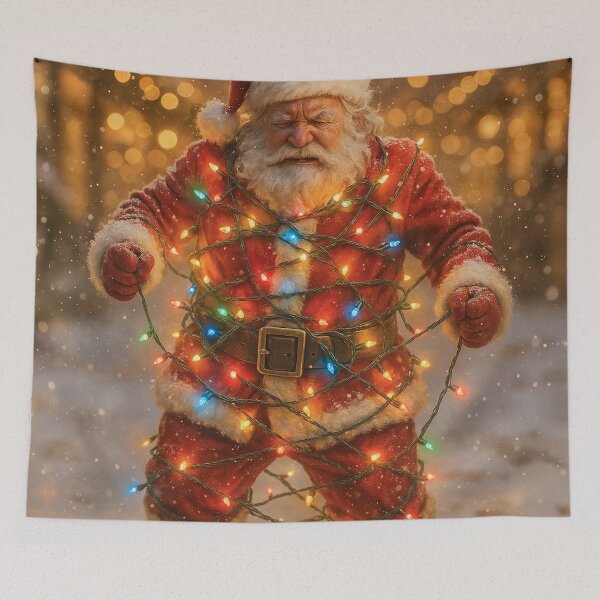 Item preview, Santa Tangled in Christmas Lights designed and sold by Sartawsky.