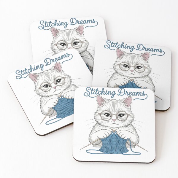 Item preview, Stitching Dreams: Adorable Knitting Cat Sticker for Craft Lovers, Yarn Enthusiasts & Cozy Vibes designed and sold by FluffinCool.
