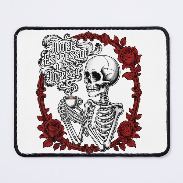 Item preview, More Espresso Less Depresso, Skeleton Drinking Coffee designed and sold by designerDop.