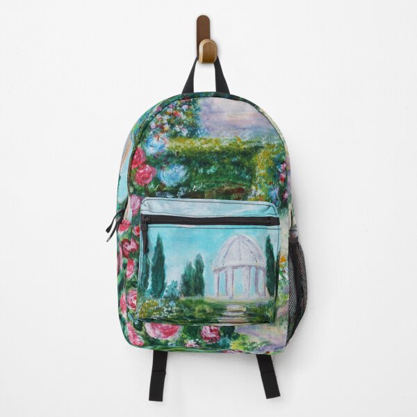 Item preview, Enchanted Garden Path with Roses and Temple – Acrylic Art designed and sold by ZiehrArt.