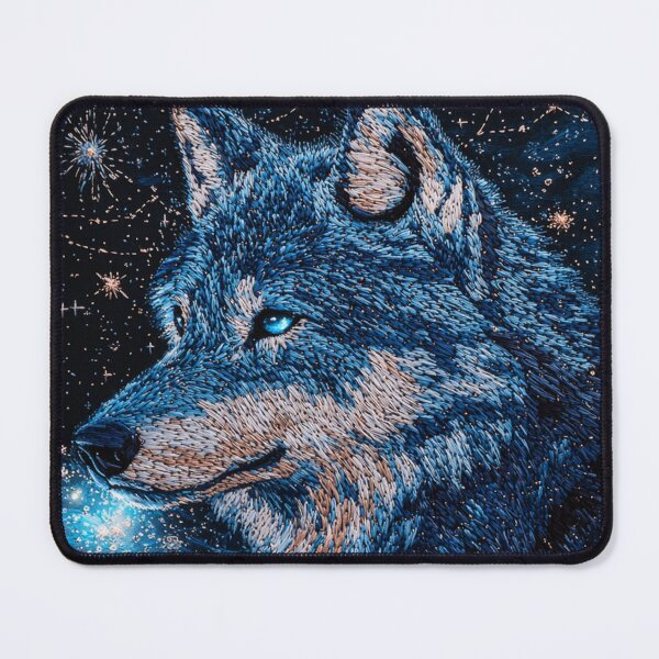 Item preview, Celestial Nordic Wolf Embroidery – Mystic Needlework wolf Animal Art designed and sold by MiraLumeStudio.