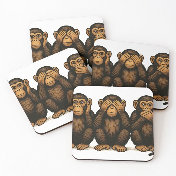 Item preview, Three Monkeys Illustration: See No Evil, Hear No Evil, Speak No Evil Trio Portrait designed and sold by Bure-NS.