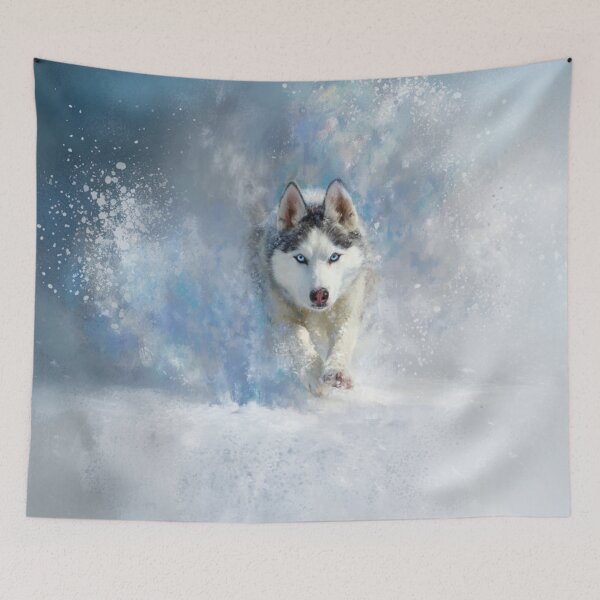 Item preview, A Siberian Husky dashing through fresh snow, Dogs in Motion designed and sold by CDC40.