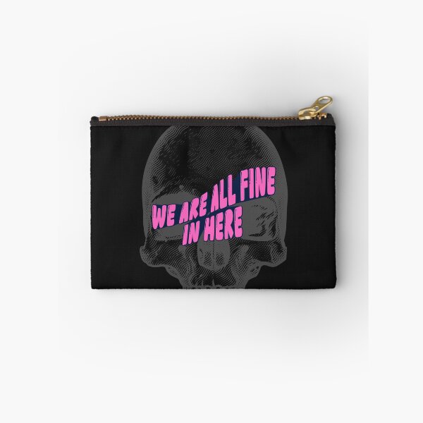 Item preview, WE ARE ALL FINE IN HERE Pink 3D Text | Skull Ironic Humor designed and sold by Thorn & Ember.