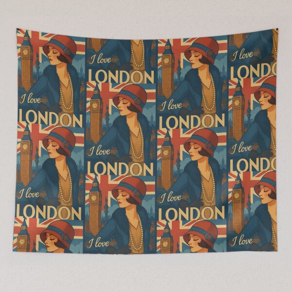 Item preview, Super cool, retro London twenties style poster in front of big ben designed and sold by Grimtruths.