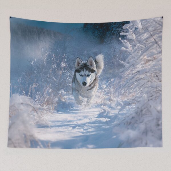Item preview, A Siberian Husky dashing through fresh snow, Dogs in Motion designed and sold by CDC40.