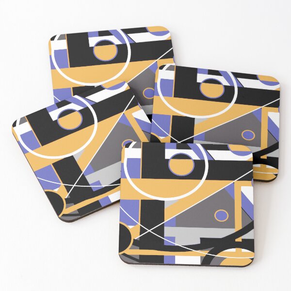 Item preview, Modern Geometrical Shapes Pattern- Blue Gold Black White Grey designed and sold by ABG Inspirational Art.